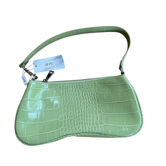 JW PEI Eva Shoulder Handbag Sage Green Croc Bag Purse Small Handbag NWT - Picture 2 of 8